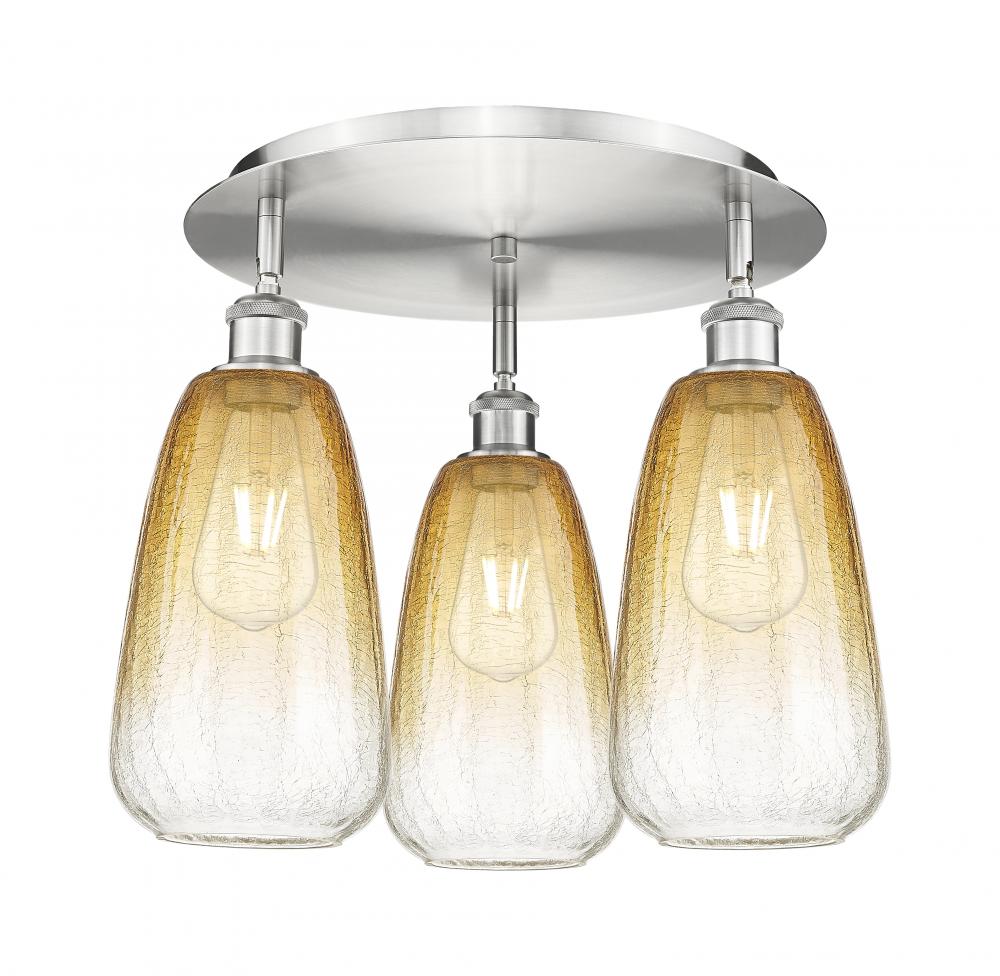 Brookhaven Almond - 3 Light - 18 inch - Satin Nickel - Flush Mount