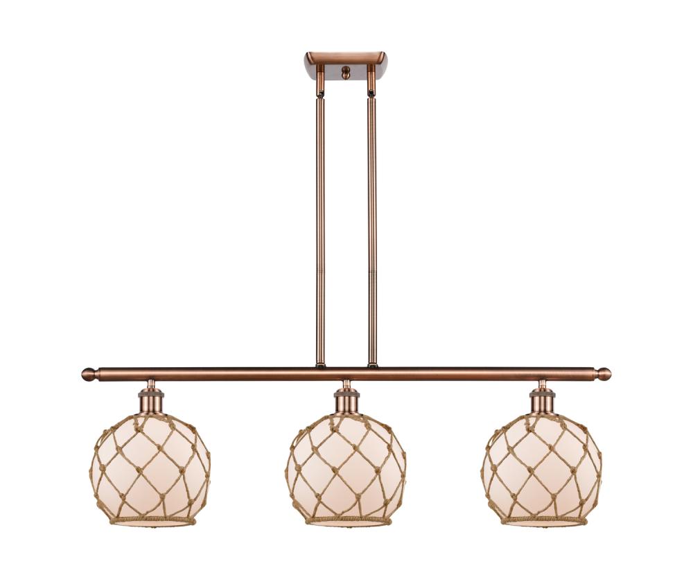 Farmhouse Rope - 3 Light - 36 inch - Antique Copper - Cord hung - Island Light
