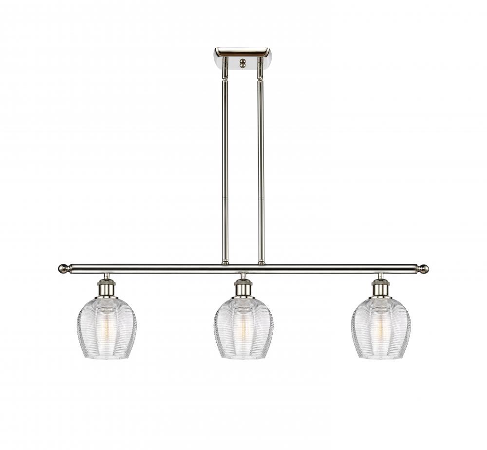 Norfolk - 3 Light - 36 inch - Polished Nickel - Cord hung - Island Light