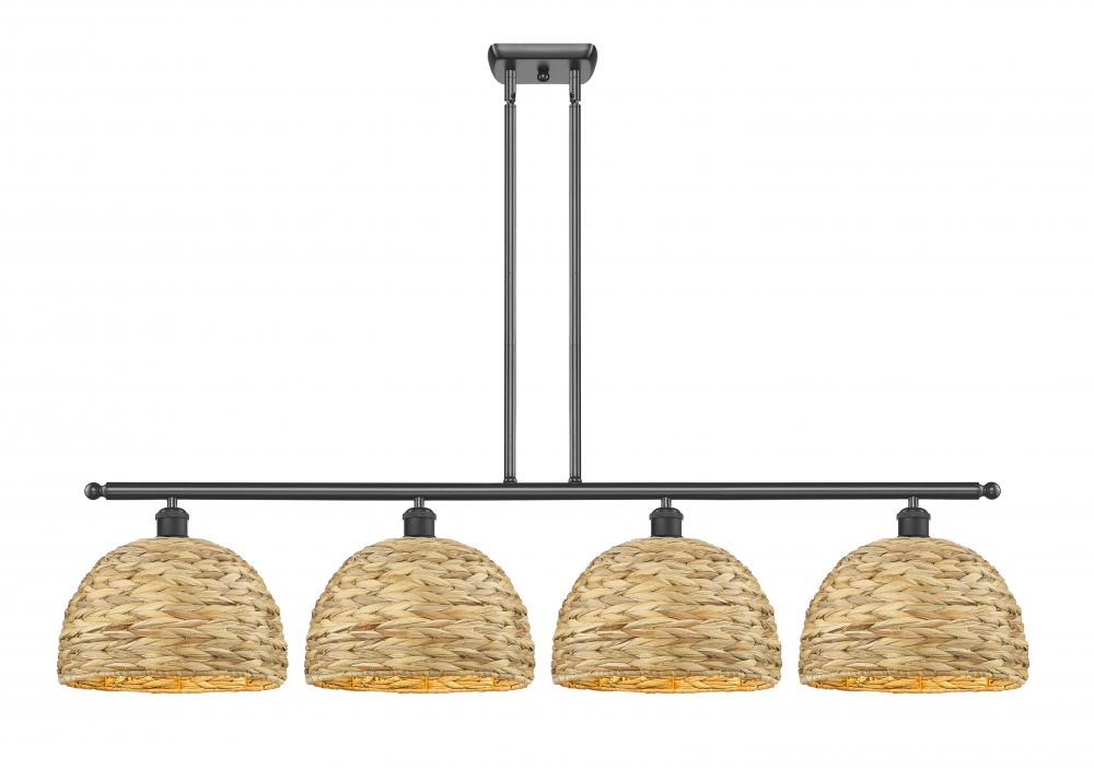 Woven Rattan - 4 Light - 50 inch - Matte Black - Multi Pendant