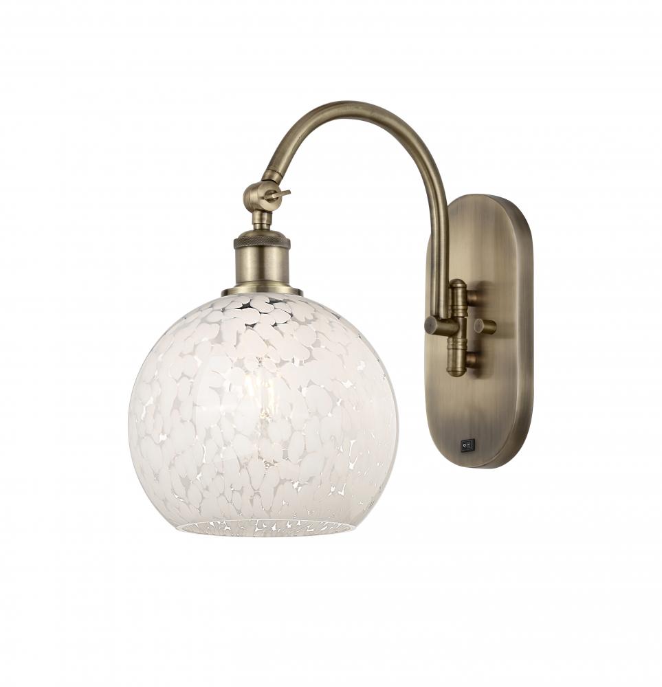 White Mouchette - 1 Light - 8 inch - Antique Brass - Sconce