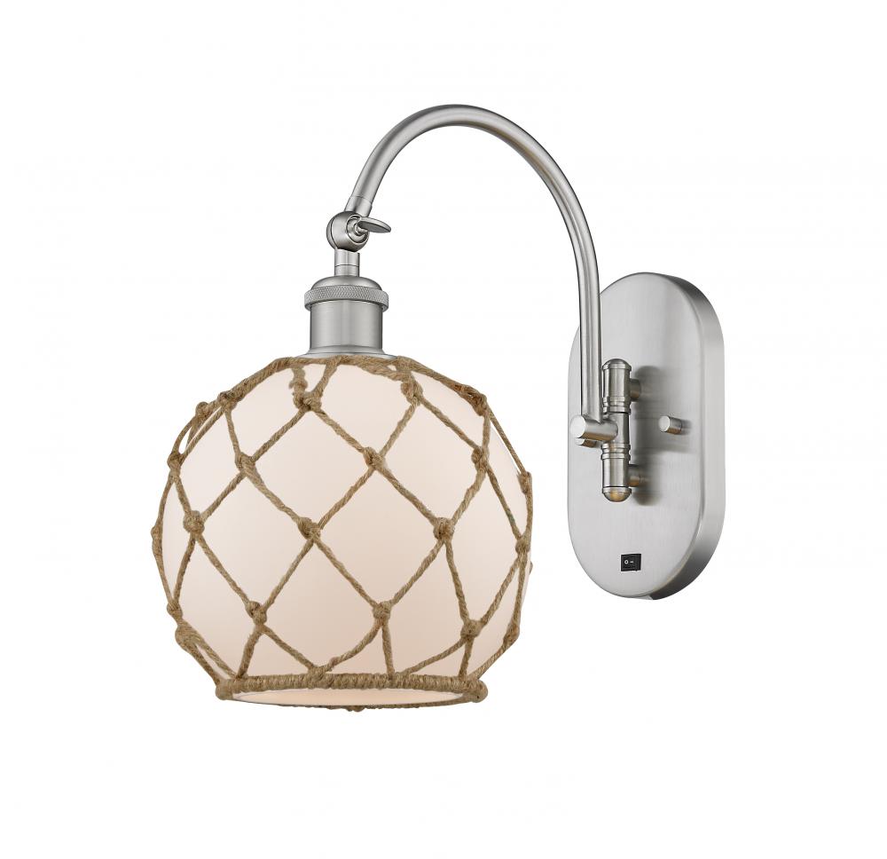 Farmhouse Rope - 1 Light - 8 inch - Brushed Satin Nickel - Sconce