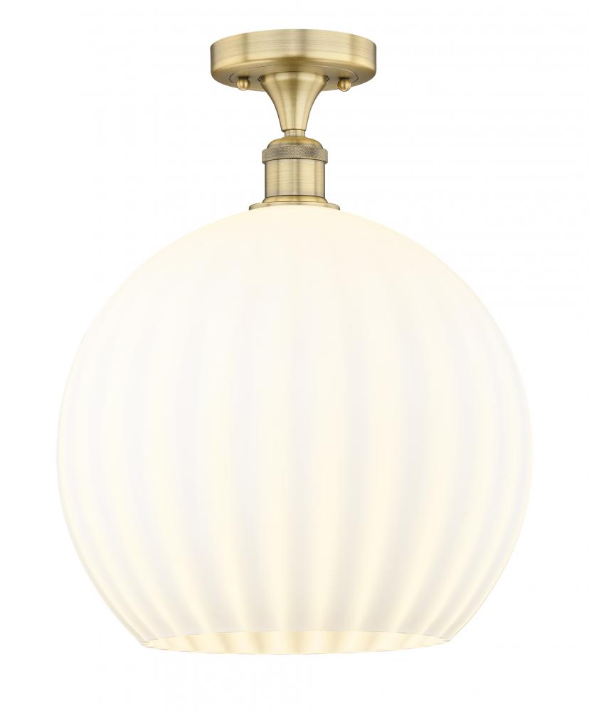 White Venetian - 1 Light - 14 inch - Brushed Brass - Semi-Flush Mount