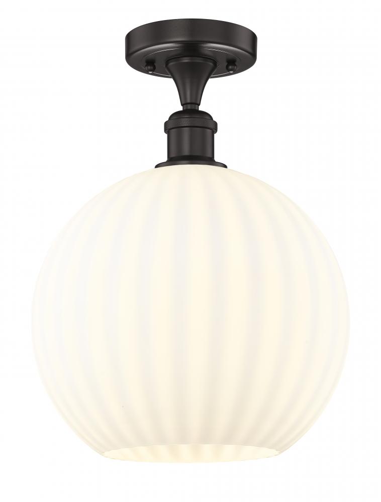 White Venetian - 1 Light - 12 inch - Oil Rubbed Bronze - Semi-Flush Mount