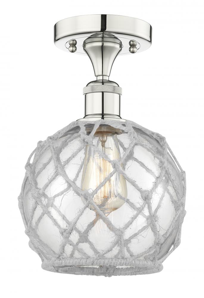 Farmhouse Rope - 1 Light - 8 inch - Polished Nickel - Semi-Flush Mount