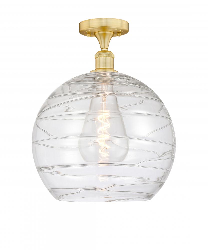 Athens Deco Swirl - 1 Light - 14 inch - Satin Gold - Semi-Flush Mount