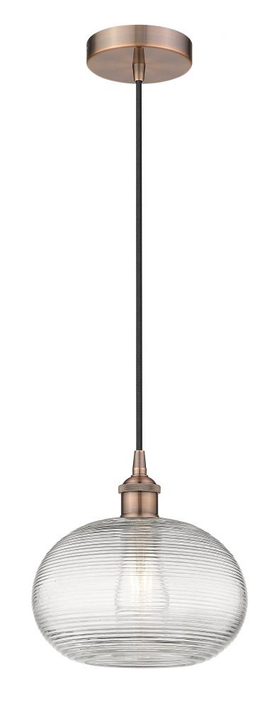 Ithaca - 1 Light - 10 inch - Antique Copper - Cord hung - Mini Pendant