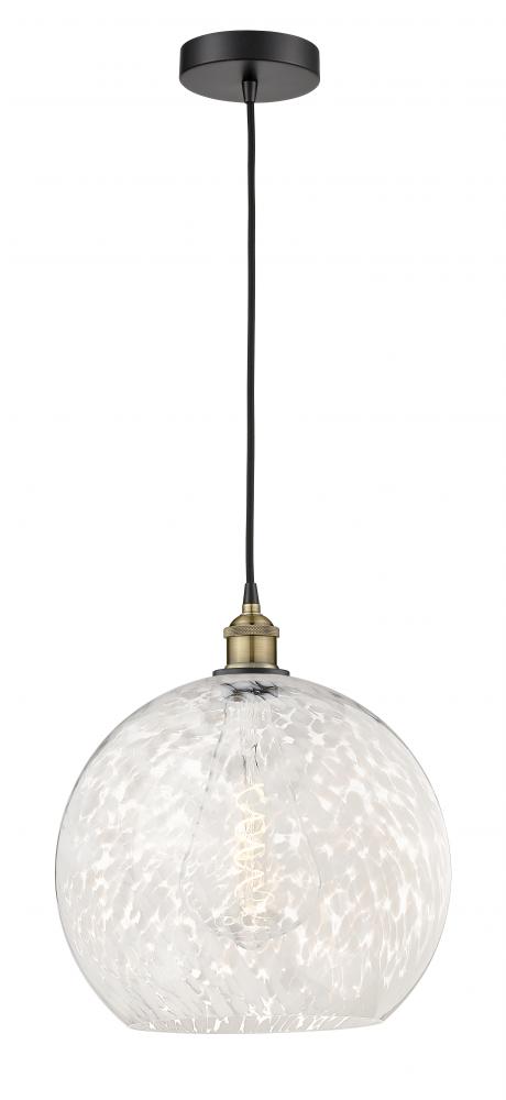 White Mouchette - 1 Light - 14 inch - Black Antique Brass - Cord Hung - Pendant