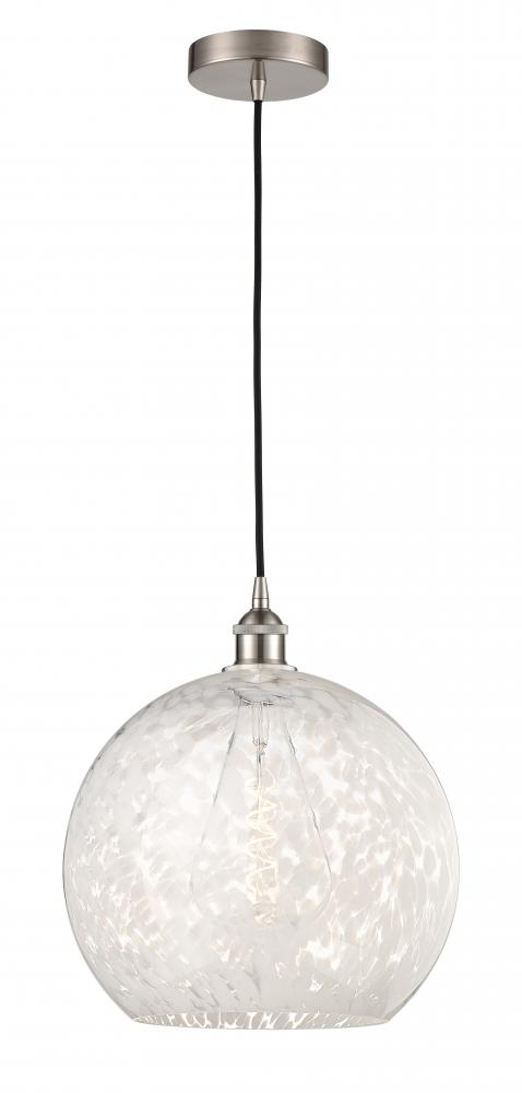 White Mouchette - 1 Light - 14 inch - Brushed Satin Nickel - Cord Hung - Pendant