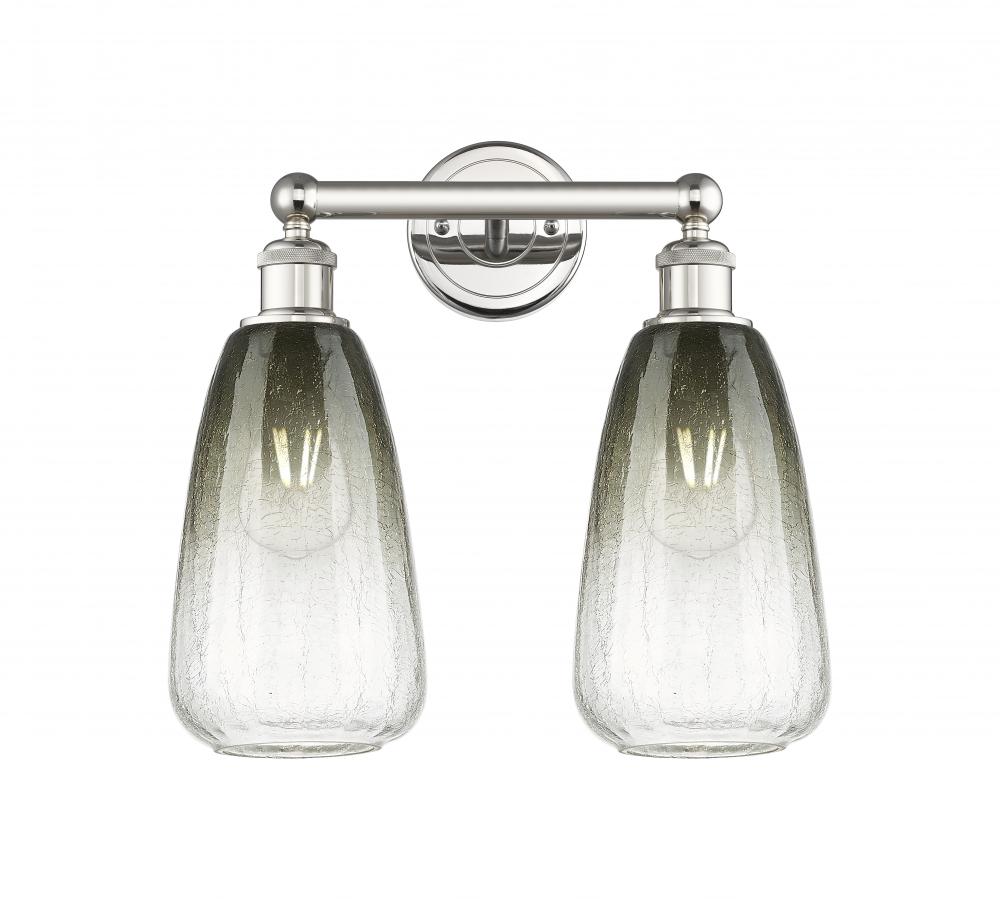 Brookhaven Almond - 2 Light - 15 inch - Polished Nickel - Bath Vanity Light