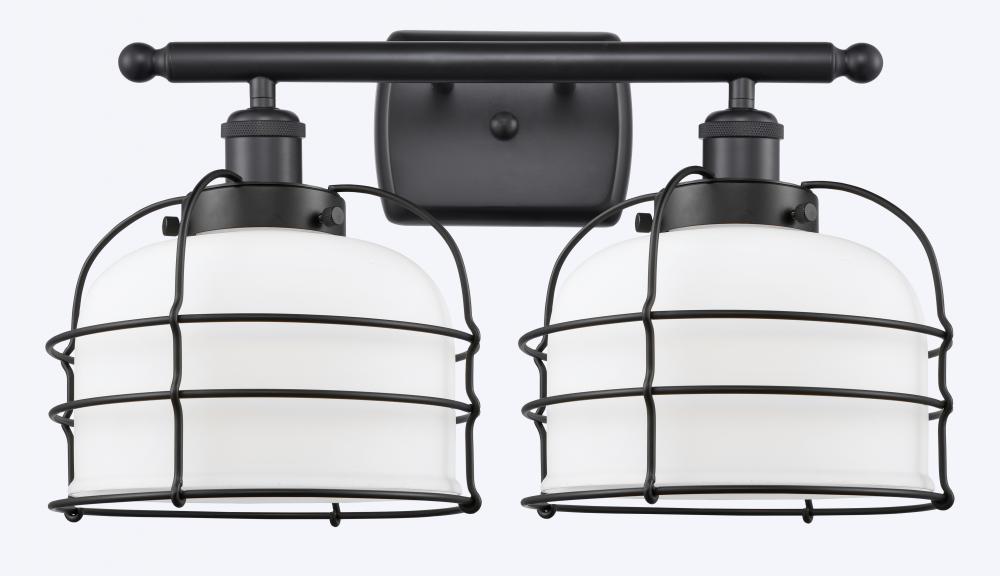 Bell Cage - 2 Light - 16 inch - Matte Black - Bath Vanity Light