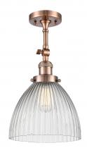 Innovations Lighting 201F-AC-G222 - Seneca Falls - 1 Light - 10 inch - Antique Copper - Semi-Flush Mount