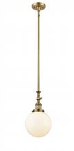 Innovations Lighting 206-BB-G201-8 - Beacon - 1 Light - 8 inch - Brushed Brass - Stem Hung - Adjustable Mini Pendant