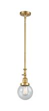 Innovations Lighting 206-SG-G204-6 - Beacon - 1 Light - 6 inch - Satin Gold - Stem Hung - Adjustable Mini Pendant