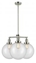 Innovations Lighting 207-PN-G202-10 - Beacon - 3 Light - 24 inch - Polished Nickel - Stem Hung - Chandelier