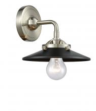 Innovations Lighting 284-1W-SN-M6-BK - Railroad - 1 Light - 8 inch - Brushed Satin Nickel - Sconce