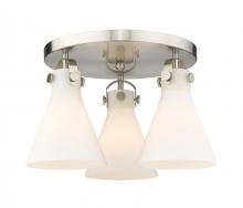 Innovations Lighting 410-3F-SN-G411-7WH - Newton Cone - 3 Light - 18 inch - Satin Nickel - Semi-Flush Mount