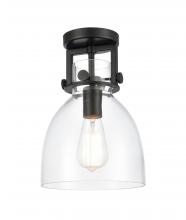 Innovations Lighting 411-1F-BK-G412-8CL - Newton Bell - 1 Light - 8 inch - Matte Black - Semi-Flush Mount