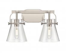 Innovations Lighting 423-2W-SN-G411-6CL - Pilaster II Cone - 2 Light - 17 inch - Satin Nickel - Bath Vanity Light