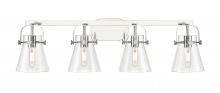 Innovations Lighting 423-4W-PC-G411-6CL - Pilaster II Cone - 4 Light - 37 inch - Polished Chrome - Bath Vanity Light