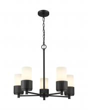 Innovations Lighting 428-5CR-BK-G428-7WH - Bolivar - 5 Light - 25 inch - Matte Black - Chain Hung - Chandelier