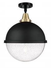 Innovations Lighting 447-1C-BAB-HFS-124-BK - Hampden - 1 Light - 13 inch - Black Antique Brass - Semi-Flush Mount