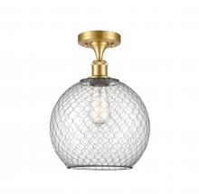 Innovations Lighting 516-1C-SG-G122-10CBK - Farmhouse Chicken Wire - 1 Light - 10 inch - Satin Gold - Semi-Flush Mount