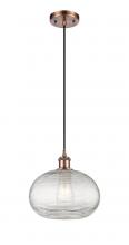 Innovations Lighting 516-1P-AC-G555-10CL - Ithaca - 1 Light - 10 inch - Antique Copper - Cord hung - Mini Pendant