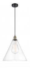 Innovations Lighting 516-1P-BAB-GBC-162 - Berkshire - 1 Light - 16 inch - Black Antique Brass - Cord hung - Pendant