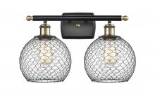 Innovations Lighting 516-2W-BAB-G122-8CBK - Farmhouse Chicken Wire - 2 Light - 18 inch - Black Antique Brass - Bath Vanity Light