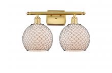 Innovations Lighting 516-2W-SG-G121-8CBK - Farmhouse Chicken Wire - 2 Light - 18 inch - Satin Gold - Bath Vanity Light