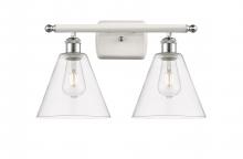 Innovations Lighting 516-2W-WPC-GBC-82 - Berkshire - 2 Light - 18 inch - White Polished Chrome - Bath Vanity Light