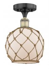 Innovations Lighting 616-1F-BAB-G121-8RB - Farmhouse Rope - 1 Light - 8 inch - Black Antique Brass - Semi-Flush Mount