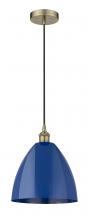 Innovations Lighting 616-1P-AB-MBD-12-BL - Plymouth - 1 Light - 12 inch - Antique Brass - Cord hung - Mini Pendant