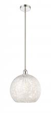 Innovations Lighting 616-1S-PN-G1216-14WM - White Mouchette - 1 Light - 14 inch - Polished Nickel - Stem Hung - Pendant