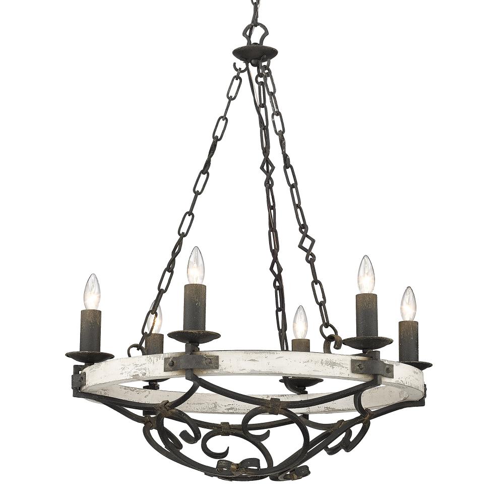 Madera 6-Light Chandelier in Antique Black Iron