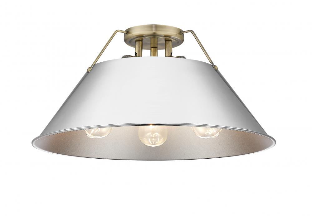 Orwell 3-Light Flush Mount in Aged Brass with Chrome