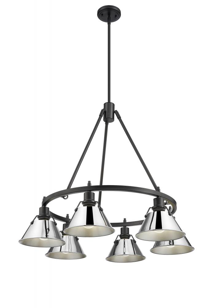 Orwell 6-Light Chandelier in Matte Black with Chrome