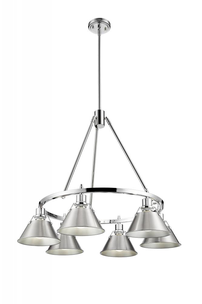 Orwell 6-Light Chandelier in Chrome with Pewter