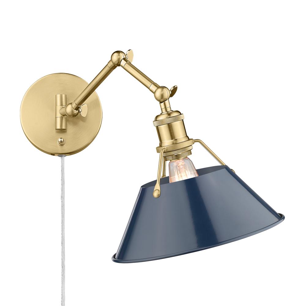 Orwell BCB 1 Light Articulating Wall Sconce in Brushed Champagne Bronze with Matte Navy shade