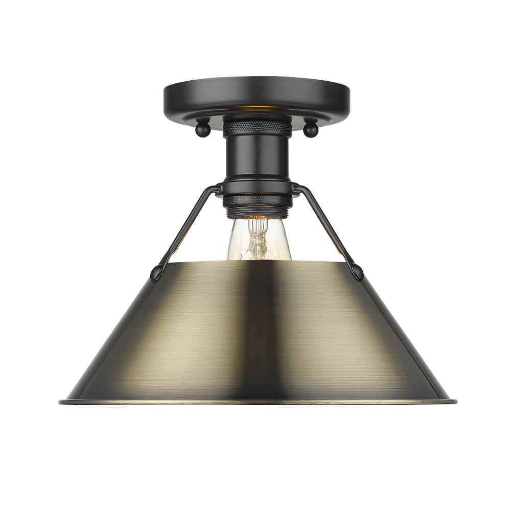 Orwell 1-Light Flush Mount in Matte Black with Aged Brass