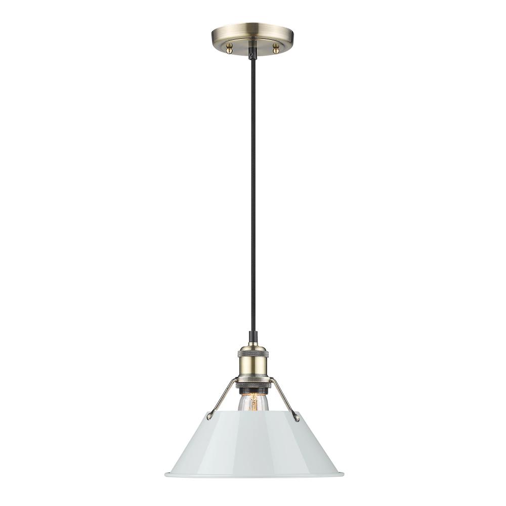 Orwell 10" Wide Medium Pendant in Aged Brass with Dusky Blue