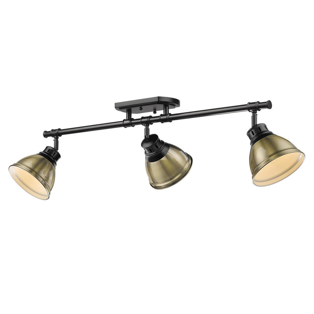 Duncan 3-Light Semi-Flush - Track Light in Matte Black with Aged Brass