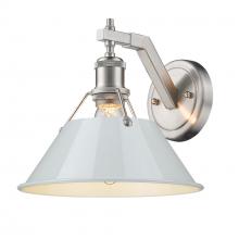 Golden 3306-1W PW-DB - Orwell PW 1 Light Wall Sconce in Pewter with Dusky Blue shade