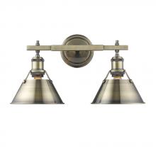 Golden 3306-BA2 AB-AB - Orwell AB 2 Light Bath Vanity in Aged Brass with Aged Brass shades