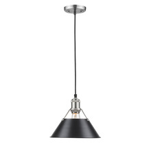 Golden 3306-M PW-BLK - Orwell 10" Wide Medium Pendant in Pewter with Matte Black