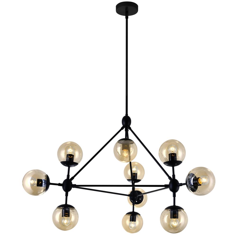 Glow 10 Light Chandelier With Black Finish