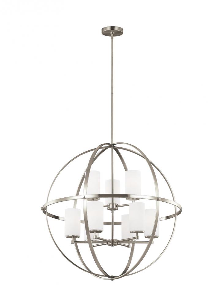 Alturas contemporary 9-light LED indoor dimmable ceiling chandelier pendant light in brushed nickel