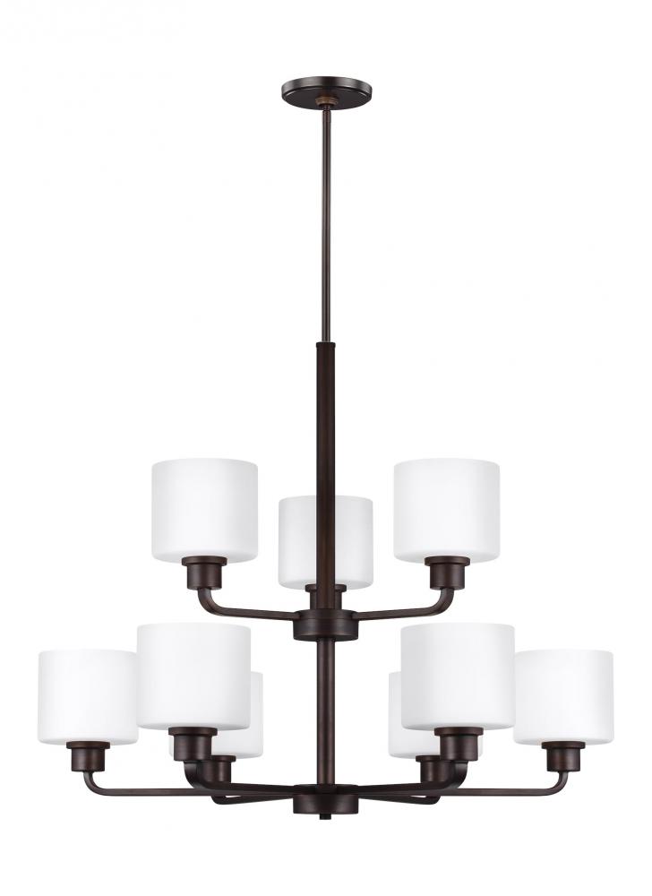 Canfield modern 9-light LED indoor dimmable ceiling chandelier pendant light in bronze finish with e