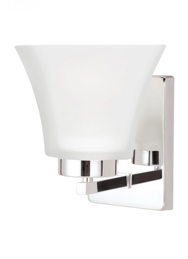 Bayfield contemporary 1-light LED indoor dimmable bath vanity wall sconce in chrome silver finish wi